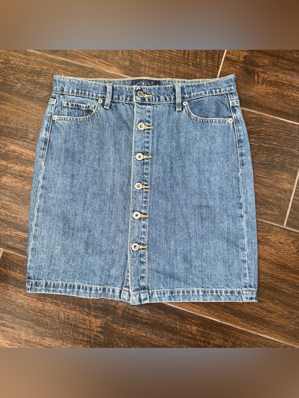 Lucky Brand Denim Blue Button Front Mini Pencil Skirt Size 10/30 Medium Wash